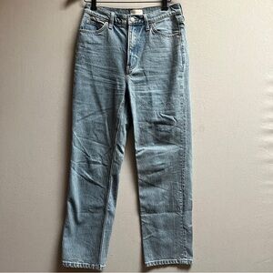 Oak + Fort High Waist Straight Leg Jeans Light Wash Size 28